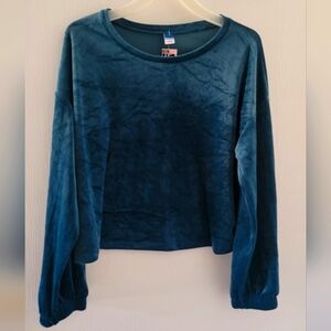 New Old Navy Green Velvet Velour Long Sleeve Sweatshirt Top SIZE L Large NWT